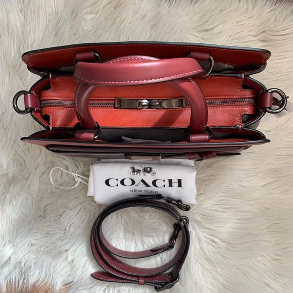 Coach Tate Carryall 29 Satchel Oxblood Multi Pewter - Picture 6 of 17